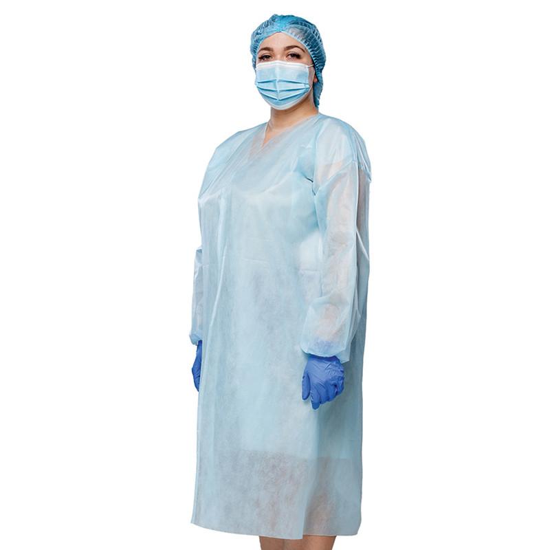 Халат медичний, довжина 110 см, рукав на резинці, розмір універсальний, спанбонд 30 г/м2, стерильний, одноразового використання,ТМ «АХІЛЛ»